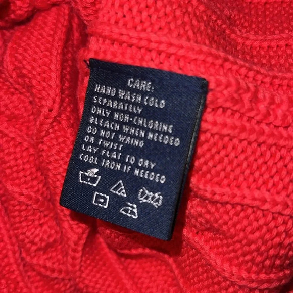 Ralph Lauren Women’s Strawberry Red V-Neck 100% Cotton Cable Knit Sweater XL - Picture 8 of 8